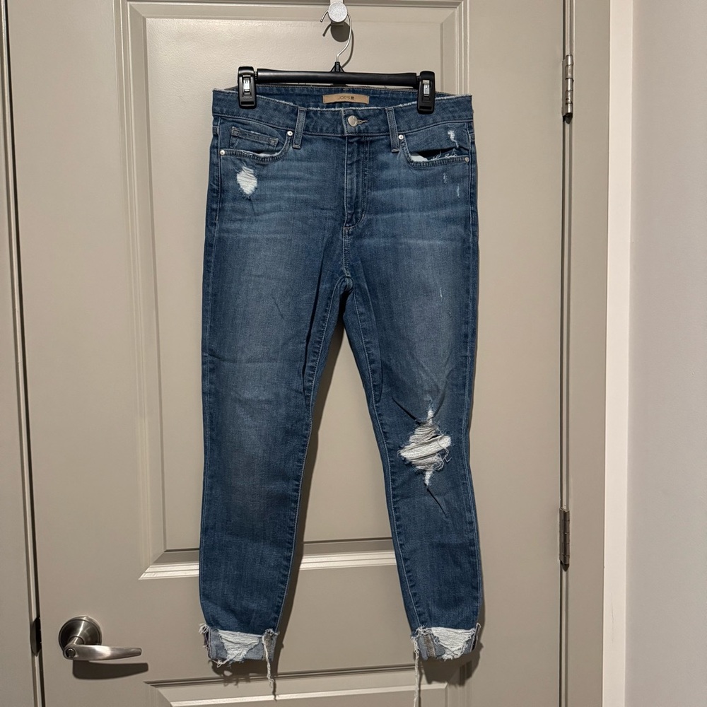 Joe's Jeans Cropped Distressed Denim in Blue